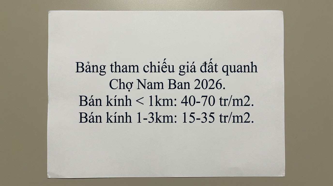 Bảng tham chiếu giá đất theo bán kính 1 3km quanh Chợ Nam Ban năm 2026