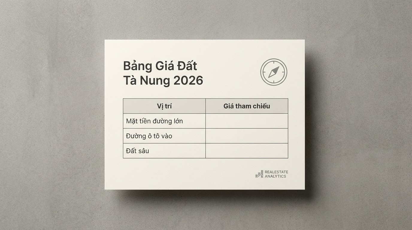 Bảng tham chiếu khung giá theo vị trí đất tại Tà Nung năm 2026