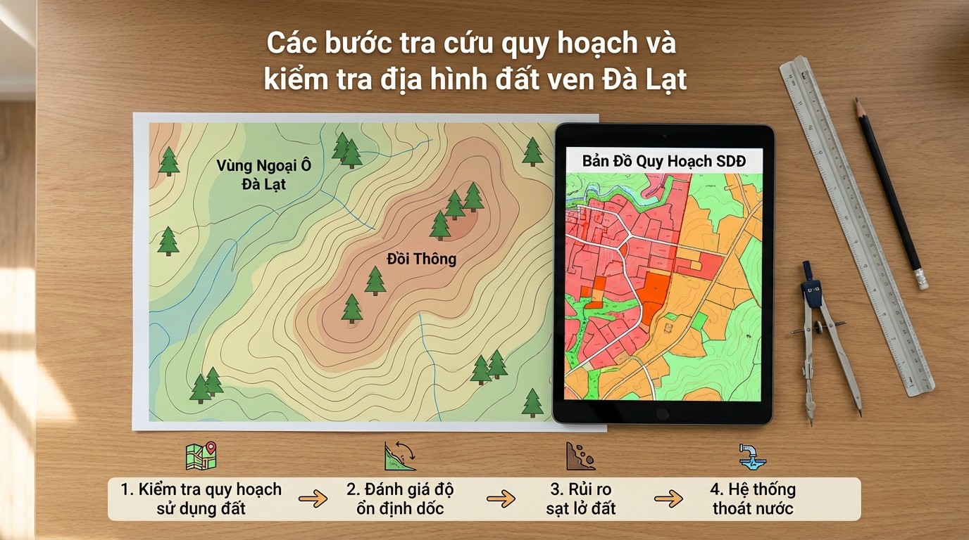các bước tra cứu quy hoạch và kiểm tra địa hình đất ven Đà Lạt