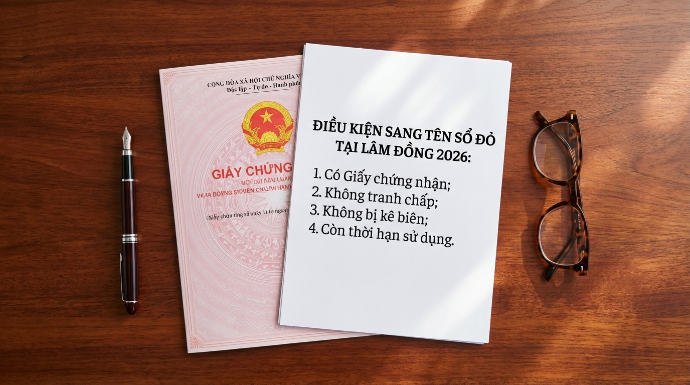 Các điều kiện cơ bản để sang tên sổ đỏ tại Lâm Đồng năm 2026