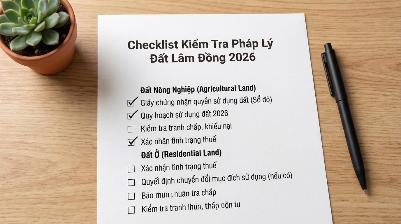 Checklist kiểm tra pháp lý đất nông nghiệp và đất ở tại Lâm Đồng năm 2026