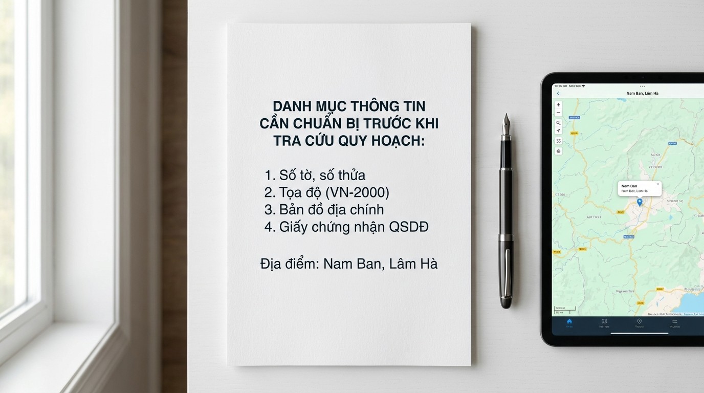 Danh mục thông tin cần chuẩn bị trước khi tra cứu quy hoạch thửa đất tại Nam Ban, Lâm Hà