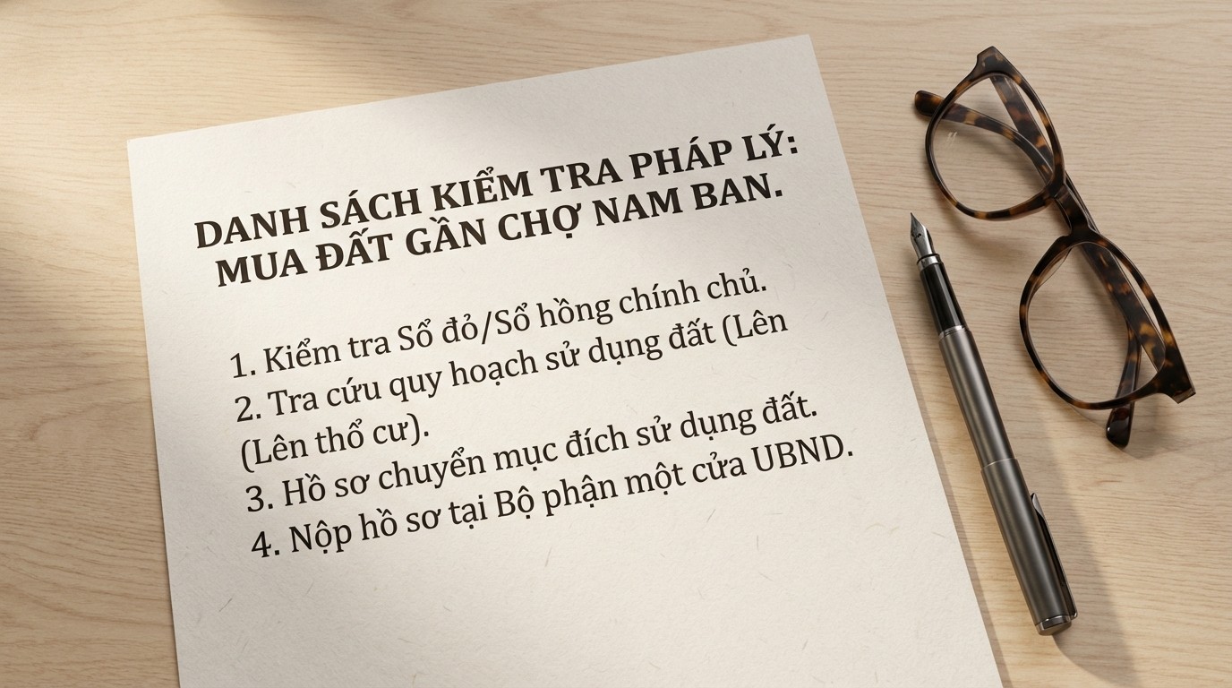 Danh sách kiểm tra pháp lý khi mua đất gần Chợ Nam Ban và hồ sơ chuyển mục đích sử dụng đất