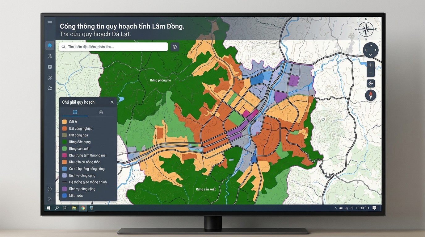 Giao diện tra cứu bản đồ quy hoạch trên hệ thống GIS Lâm Đồng