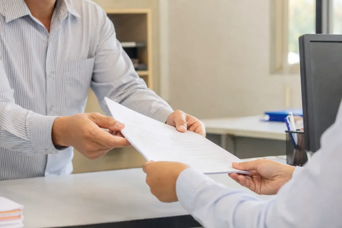 Người mua nộp phiếu yêu cầu dữ liệu đất đai tại cơ quan tiếp nhận