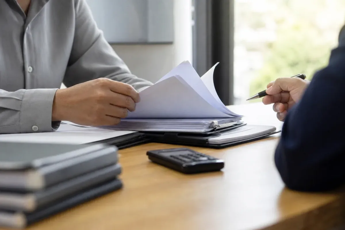 Người mua đối chiếu phiếu giữ chỗ với hợp đồng tại văn phòng