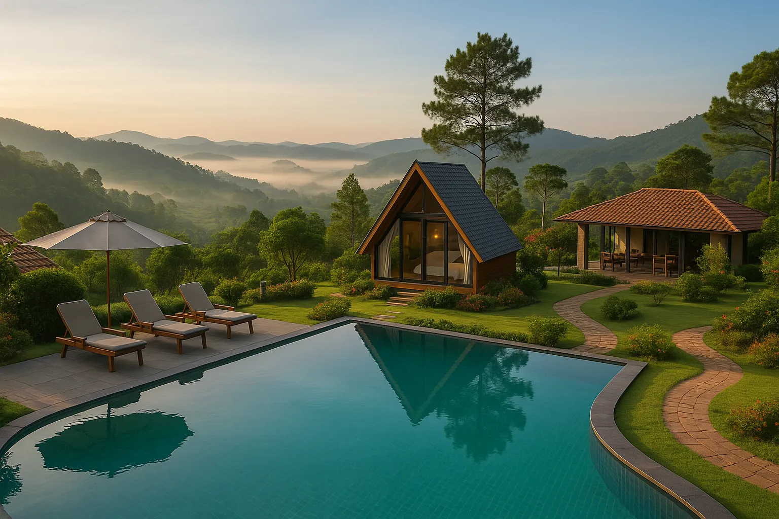 Không gian nghỉ dưỡng tại Mê Linh Happy Valley khu vực Nam Ban