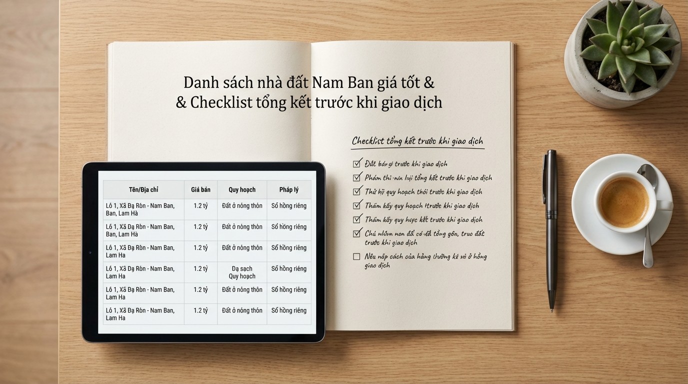 Khu vực hiển thị danh sách tin nhà đất Nam Ban theo tiêu chí quy hoạch và pháp lý