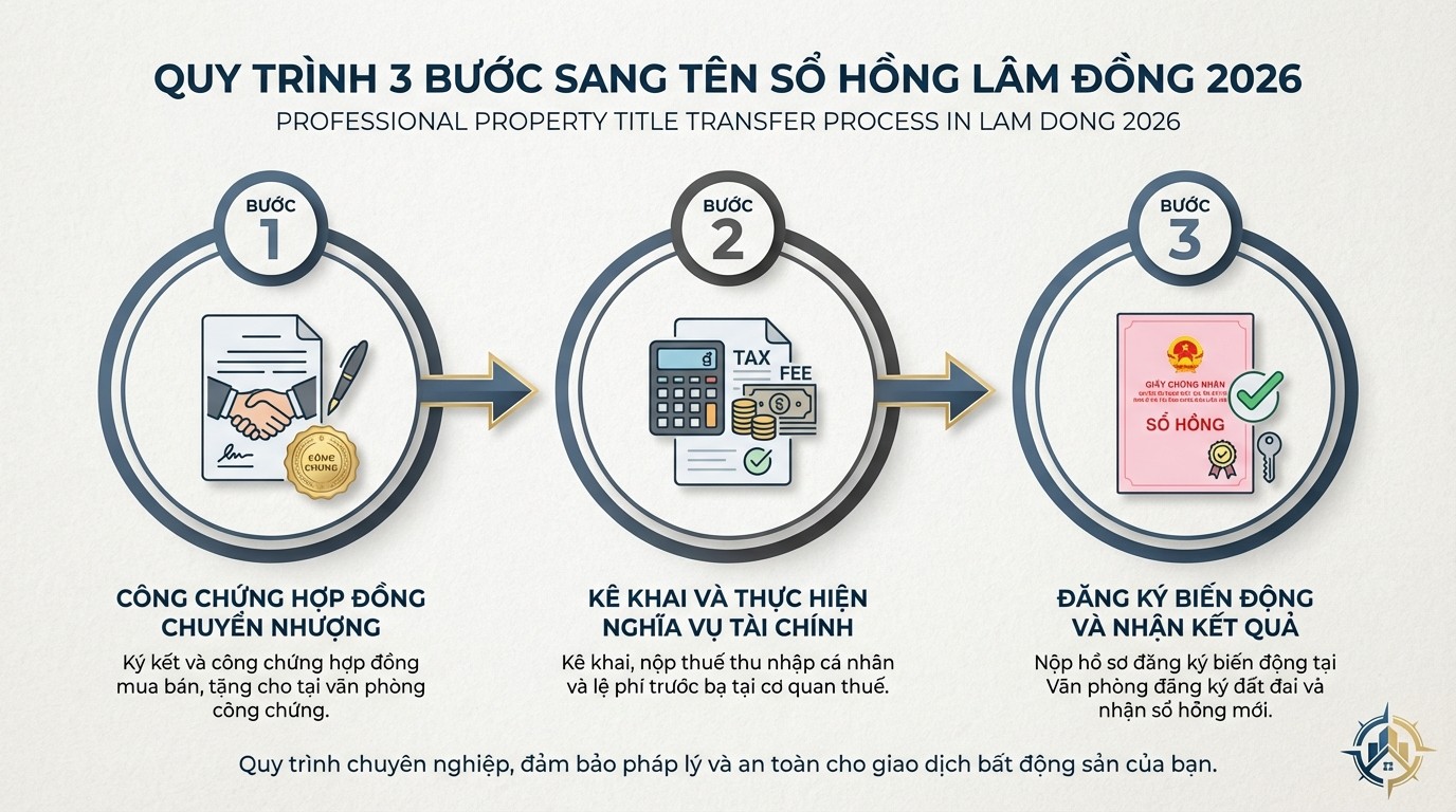 Quy trình 3 bước sang tên sổ hồng tại Lâm Đồng