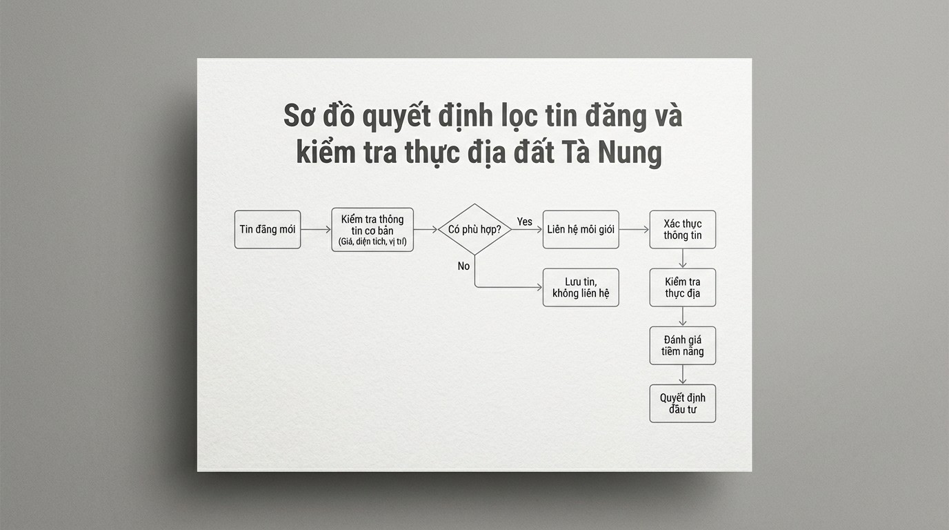 Sơ đồ quyết định lọc tin đăng và kiểm tra thực địa đất Tà Nung