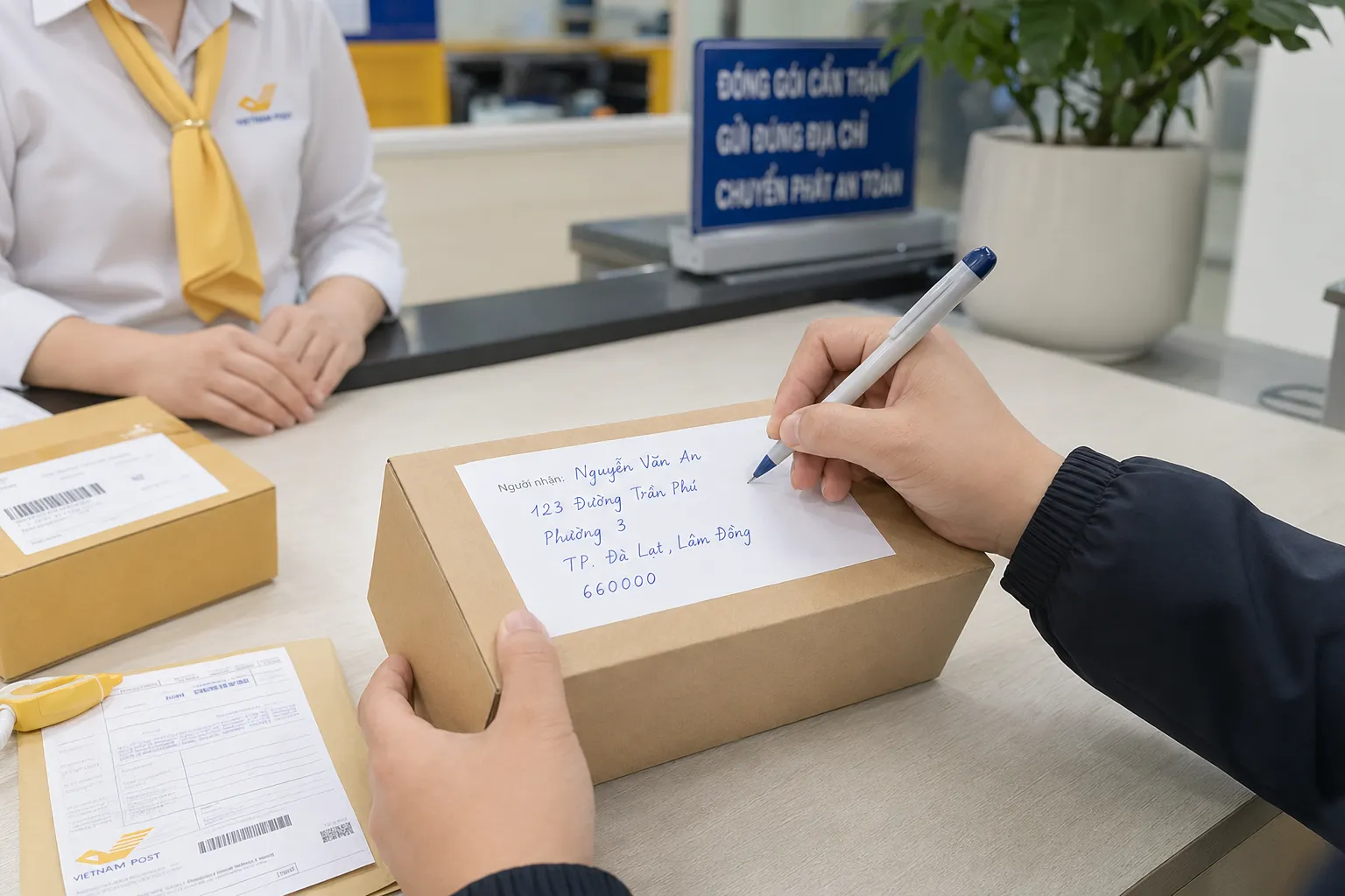 Ví dụ ghi địa chỉ có mã bưu chính Lâm Đồng theo đúng thứ tự